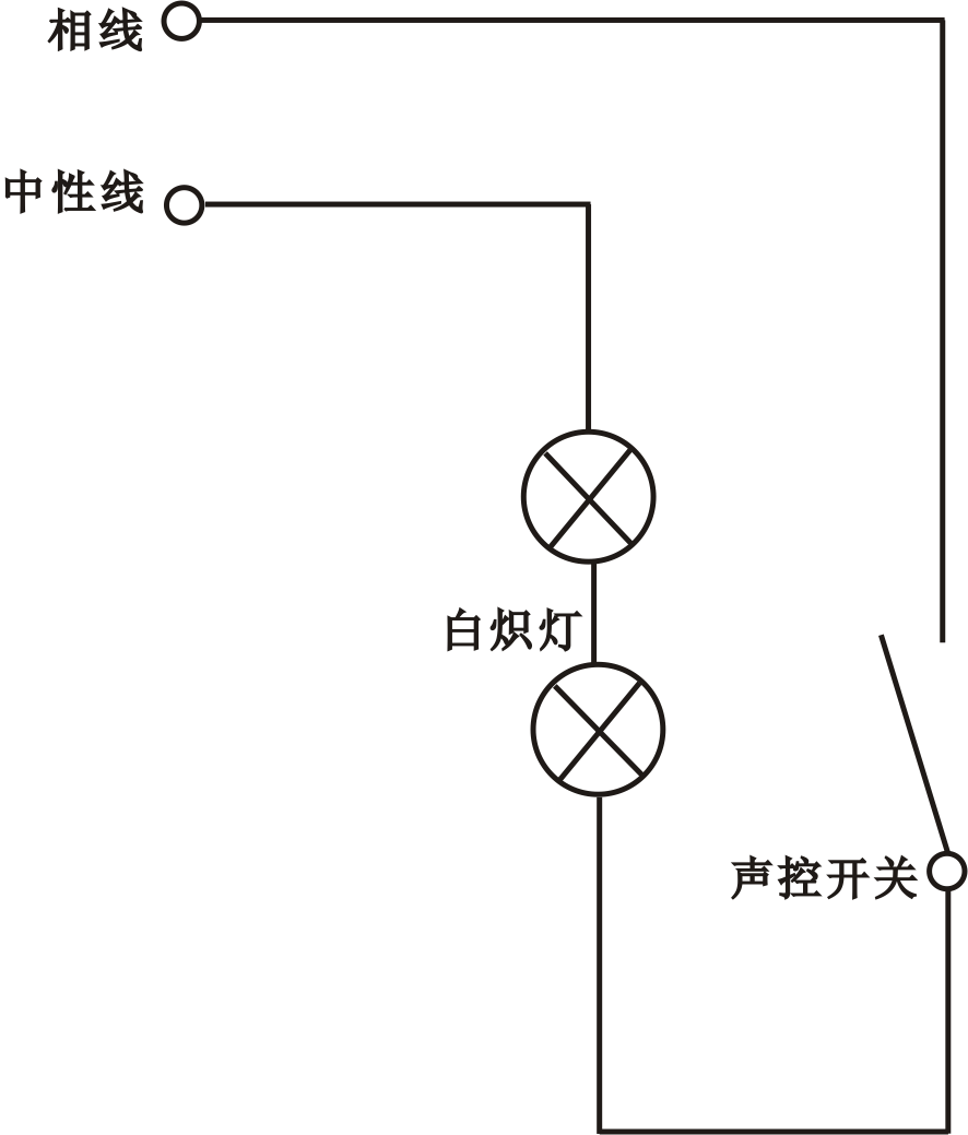 聲控開關(guān)控制樓梯白熾燈電路(圖1)